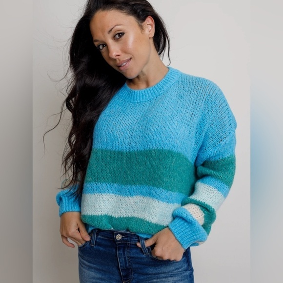 Vintage WoolRich Blue Cotton Knit Crewneck Medium - Picture 5 of 5